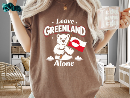 Leave Greenland Alone T-Shirt Polar Bear Flag Graphic Comfort Colors 1717 Arctic Tee