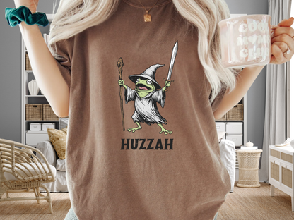 Huzzah Wizard Frog T-Shirt Vintage Fantasy Graphic Comfort Colors 1717 Heavyweight Tee