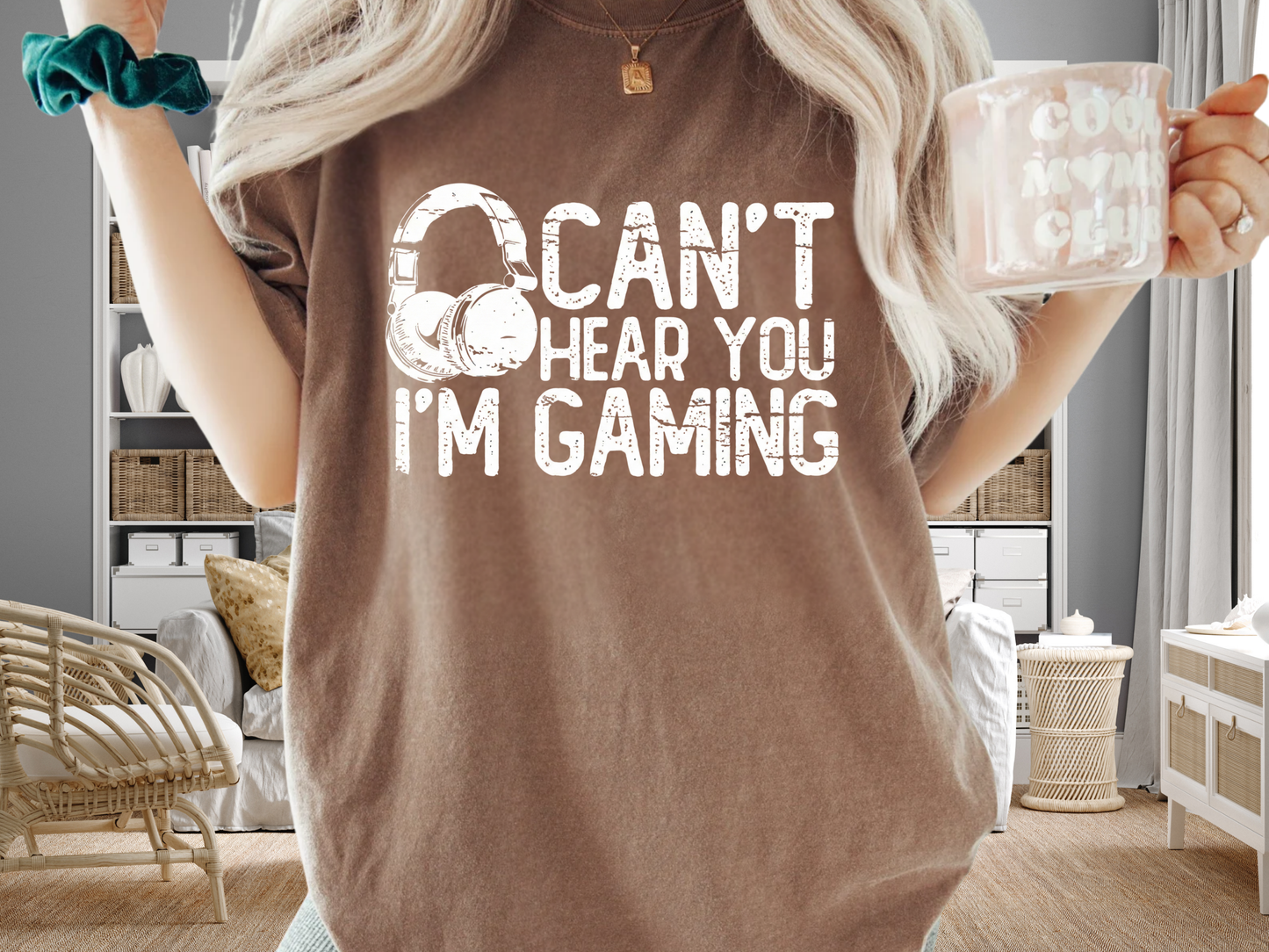 Can’t Hear You I’m Gaming T-Shirt – Gamer Headset Graphic | Comfort Colors 1717 Unisex Tee