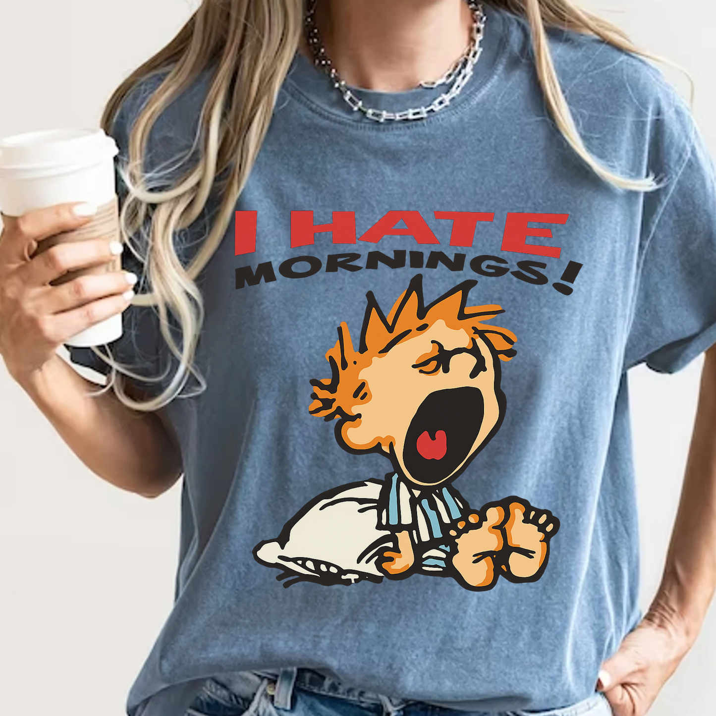 I Hate Mornings Retro Graphic Tee - Comfort Colors 1717 Shirt