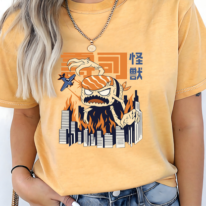 Sushi Kaiju Retro Japanese T-Shirt - Funny Anime Foodie Tee