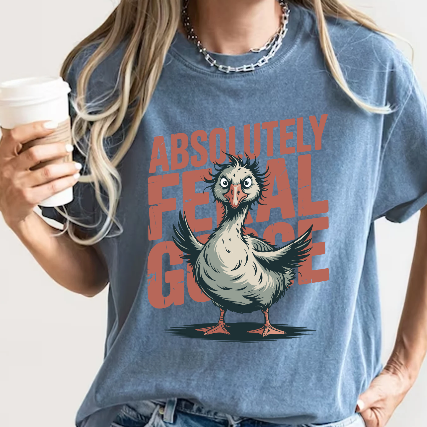 Absolutely Feral Goose T-Shirt Funny Chaotic Bird Graphic Comfort Colors 1717 Tee