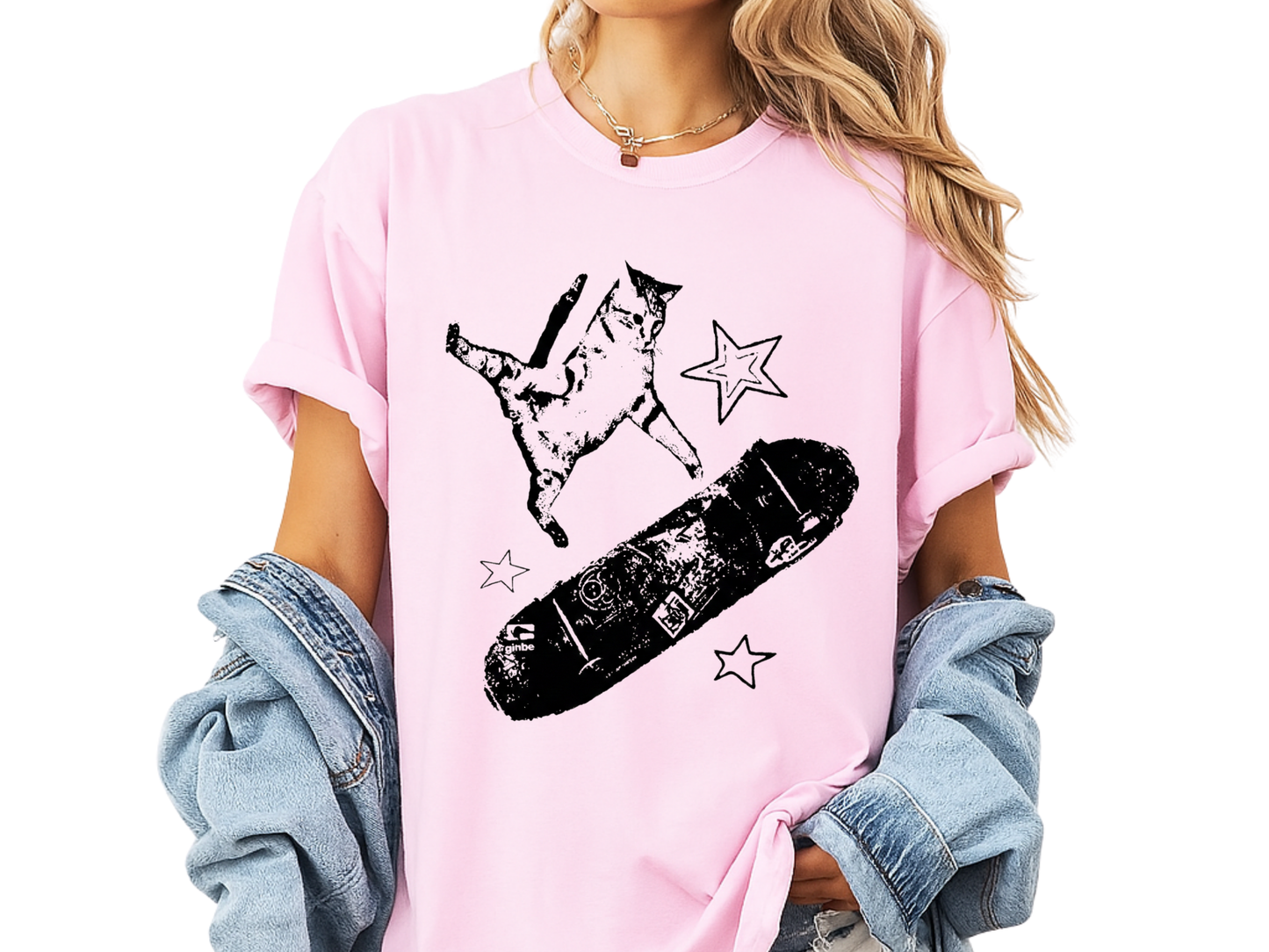 Skate Cat Graphic T-Shirt – Grunge Punk Illustration | Comfort Colors 1717 Unisex Tee