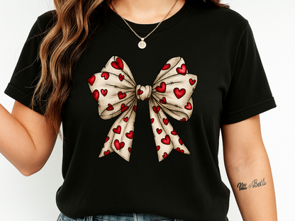 Comfort Colors® Valentine Coquette Bow Hearts Graphic T-Shirt