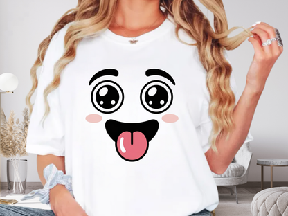 Funny Kawaii Anime Face T-Shirt | Cute Tongue Out Meme Tee | Comfort Colors® 1717