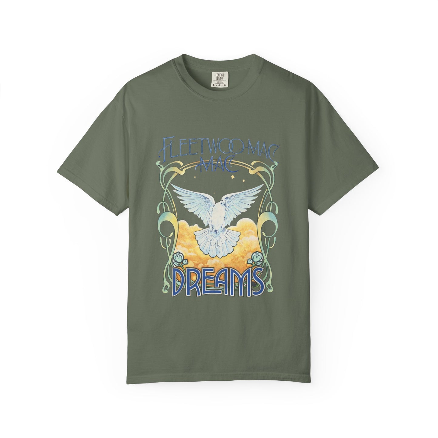 Fleetwood Mac Dreams T-Shirt | Art Nouveau White Dove Graphic Tee | Vintage 70s Classic Rock Band Merch