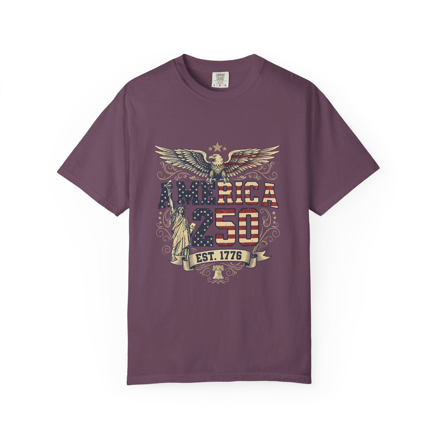 America 250 T-Shirt – Patriotic Eagle USA Est. 1776 | Comfort Colors 1717 Unisex Tee