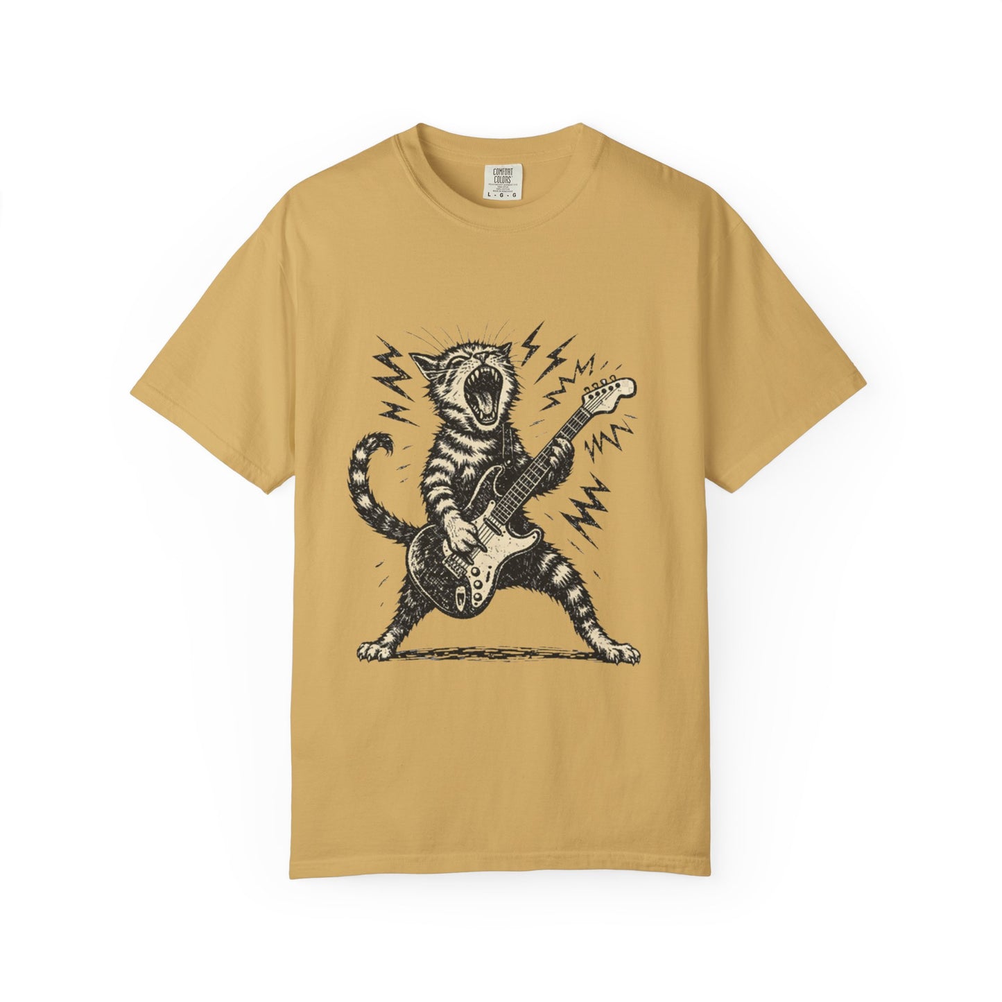 Rock Guitar Cat T-Shirt – Punk Rock Cat Graphic | Comfort Colors 1717