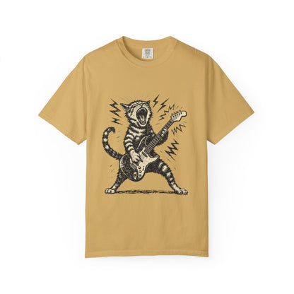 Rock Guitar Cat T-Shirt – Punk Rock Cat Graphic | Comfort Colors 1717