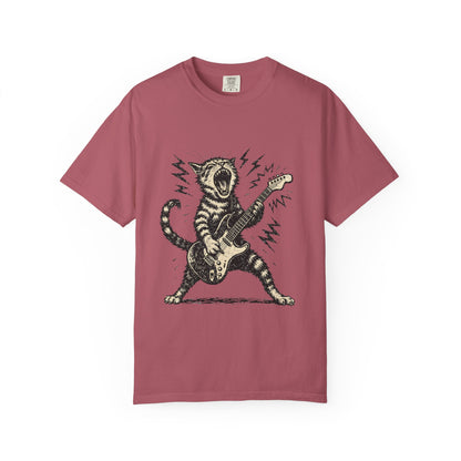 Rock Guitar Cat T-Shirt – Punk Rock Cat Graphic | Comfort Colors 1717