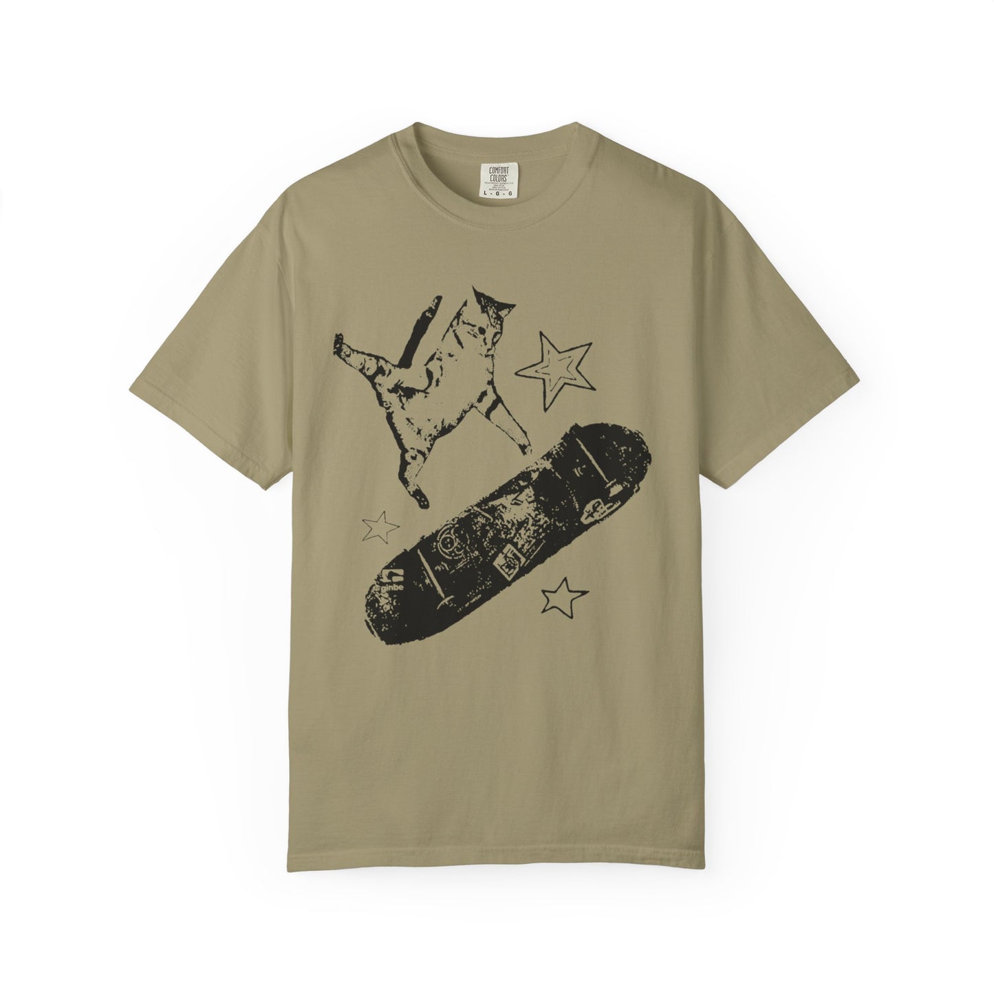 Skate Cat Graphic T-Shirt – Grunge Punk Illustration | Comfort Colors 1717 Unisex Tee