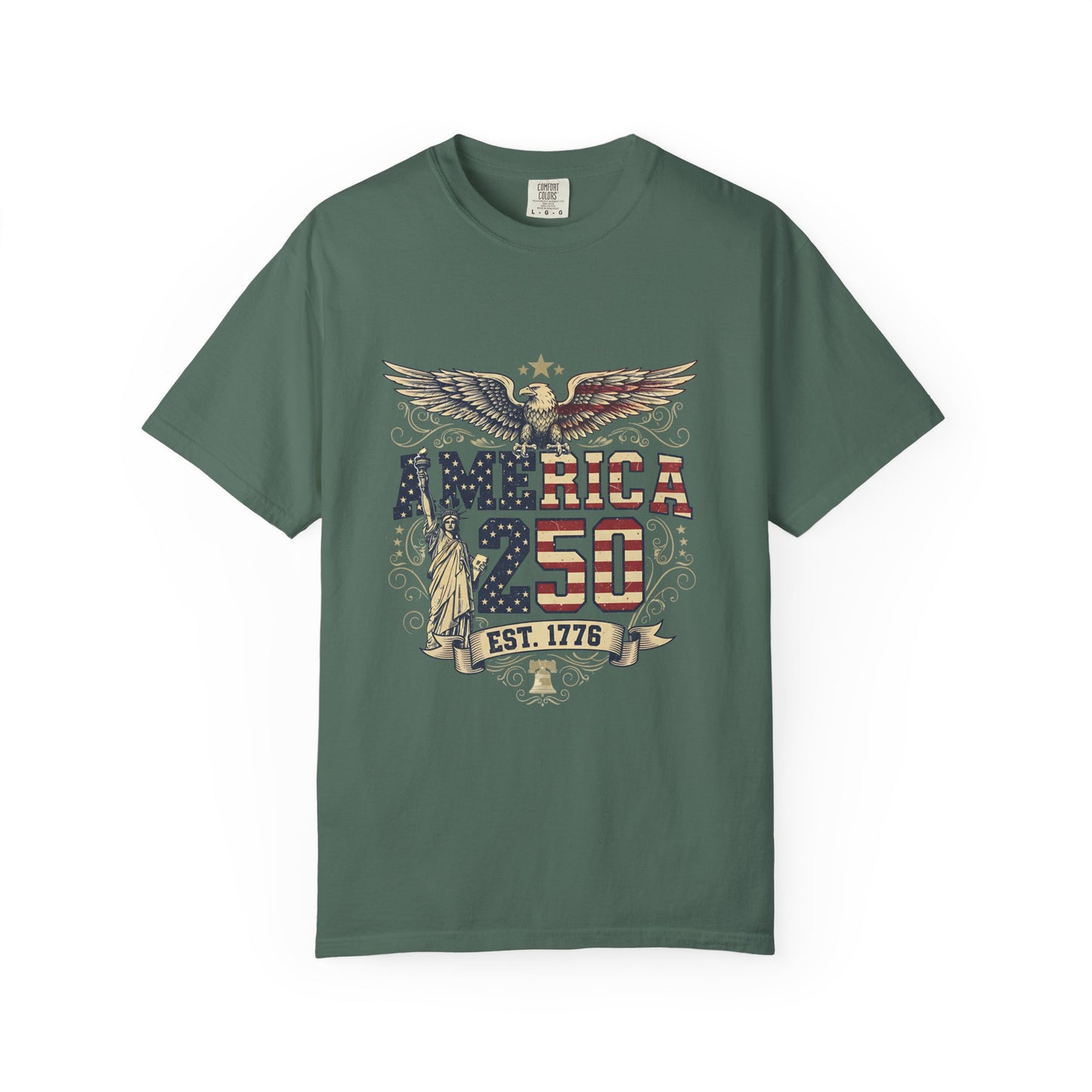 America 250 T-Shirt – Patriotic Eagle USA Est. 1776 | Comfort Colors 1717 Unisex Tee