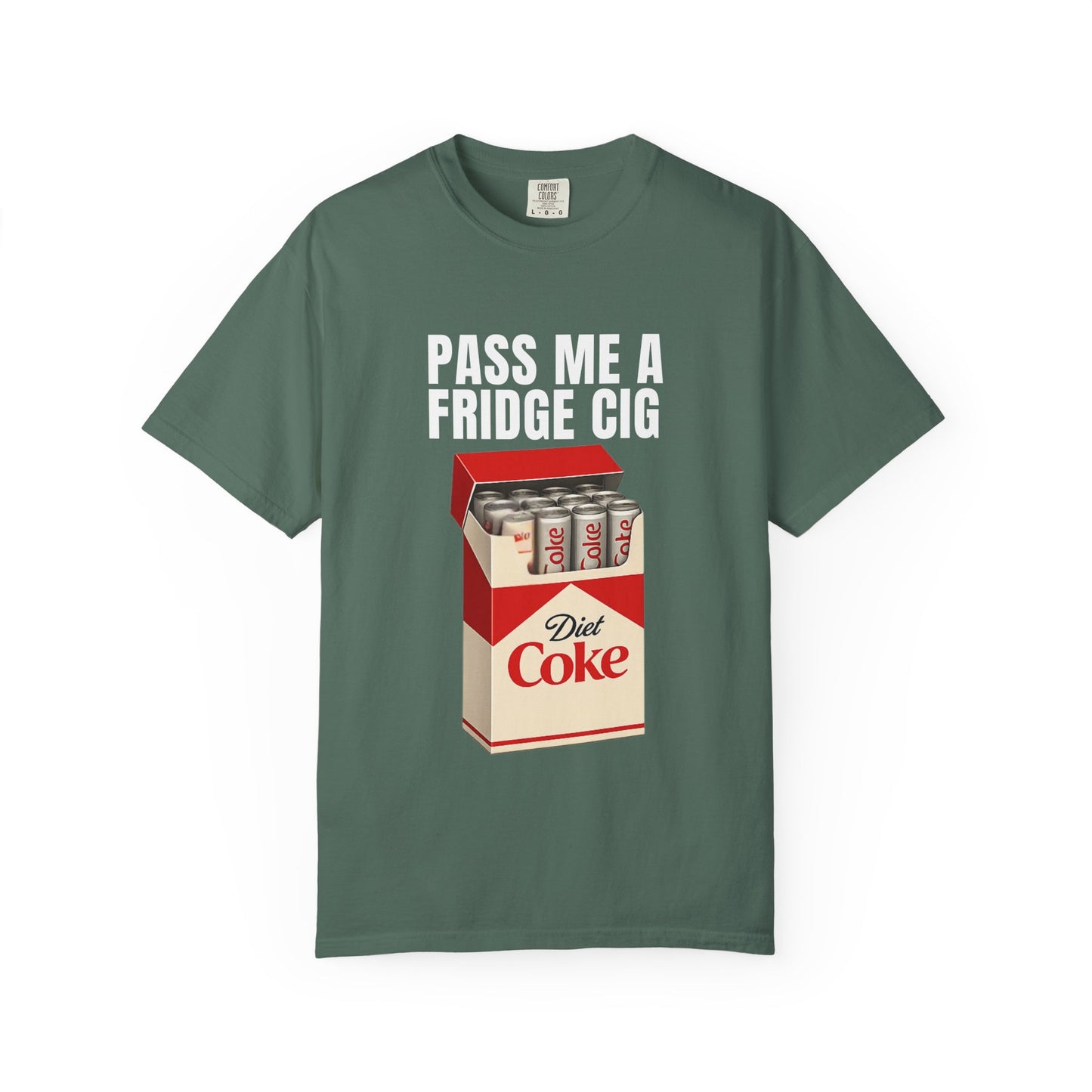 Pass Me A Fridge Cig T-Shirt | Funny Diet Coke Cigarette Pack Graphic Tee | Ironic Meme Shirt for Soda Lovers