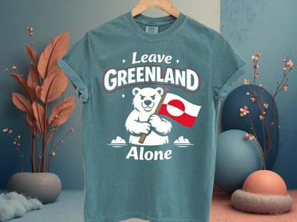 Leave Greenland Alone T-Shirt Polar Bear Flag Graphic Comfort Colors 1717 Arctic Tee