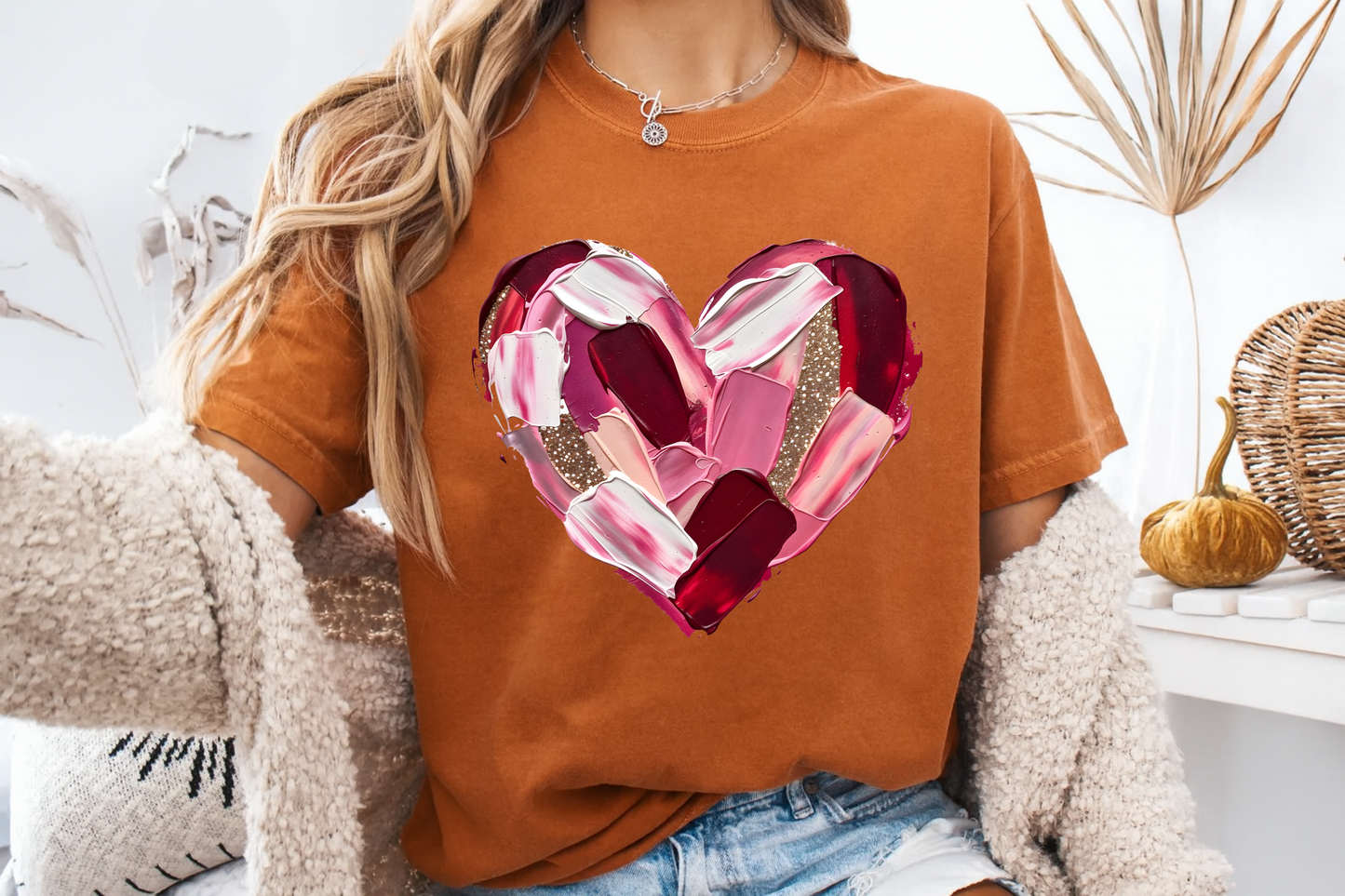 Comfort Colors® Abstract Painted Heart Valentine Graphic T-Shirt