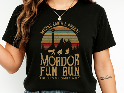 Mordor Fun Run Vintage T-Shirt - "One Does Not Simply Walk" Funny Fantasy Running Tee
