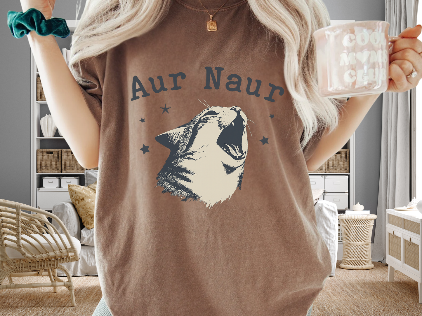 Aur Naur Funny Cat Meme T-Shirt | Screaming Cat Australian Accent | Comfort Colors 1717 Viral Tee