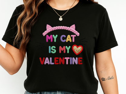 My Cat Is My Valentine Comfort Colors 1717 Crochet Style T-Shirt