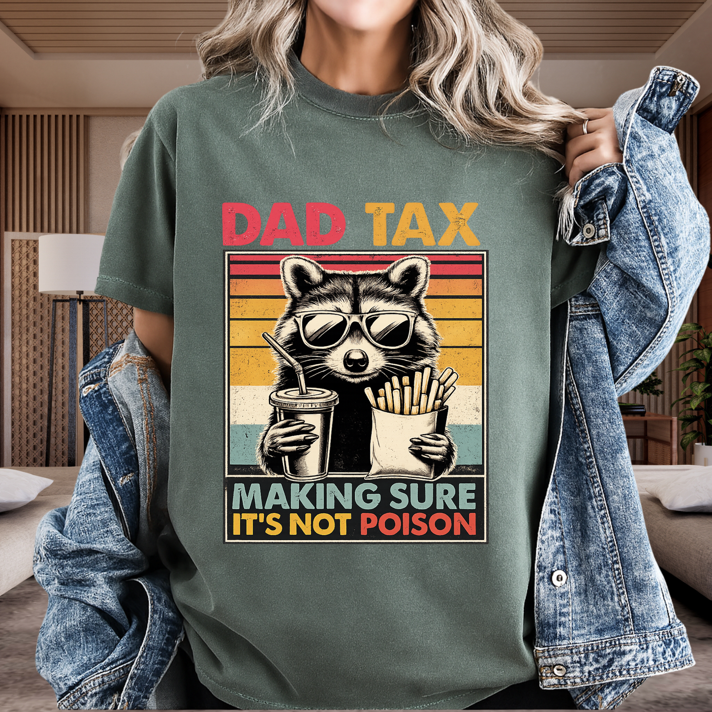 Dad Tax T-Shirt | Making Sure It's Not Poison Raccoon Tee | Funny Retro Father's Day Gift