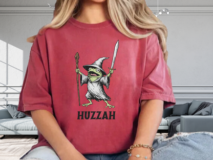 Huzzah Wizard Frog T-Shirt Vintage Fantasy Graphic Comfort Colors 1717 Heavyweight Tee