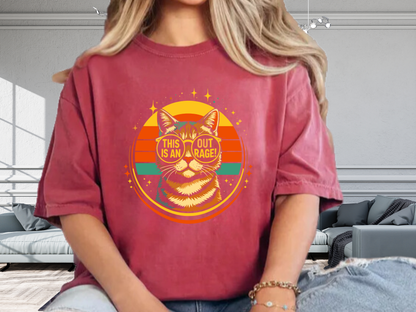 This Is An Outrage Funny Cat T-Shirt | Retro Tabby with Glasses | Comfort Colors 1717 Vintage Tee