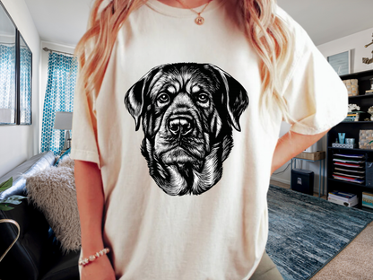 Rottweiler Face Graphic T-Shirt - Minimalist Dog Lover Tee