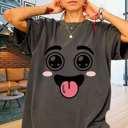 Funny Kawaii Anime Face T-Shirt | Cute Tongue Out Meme Tee | Comfort Colors® 1717