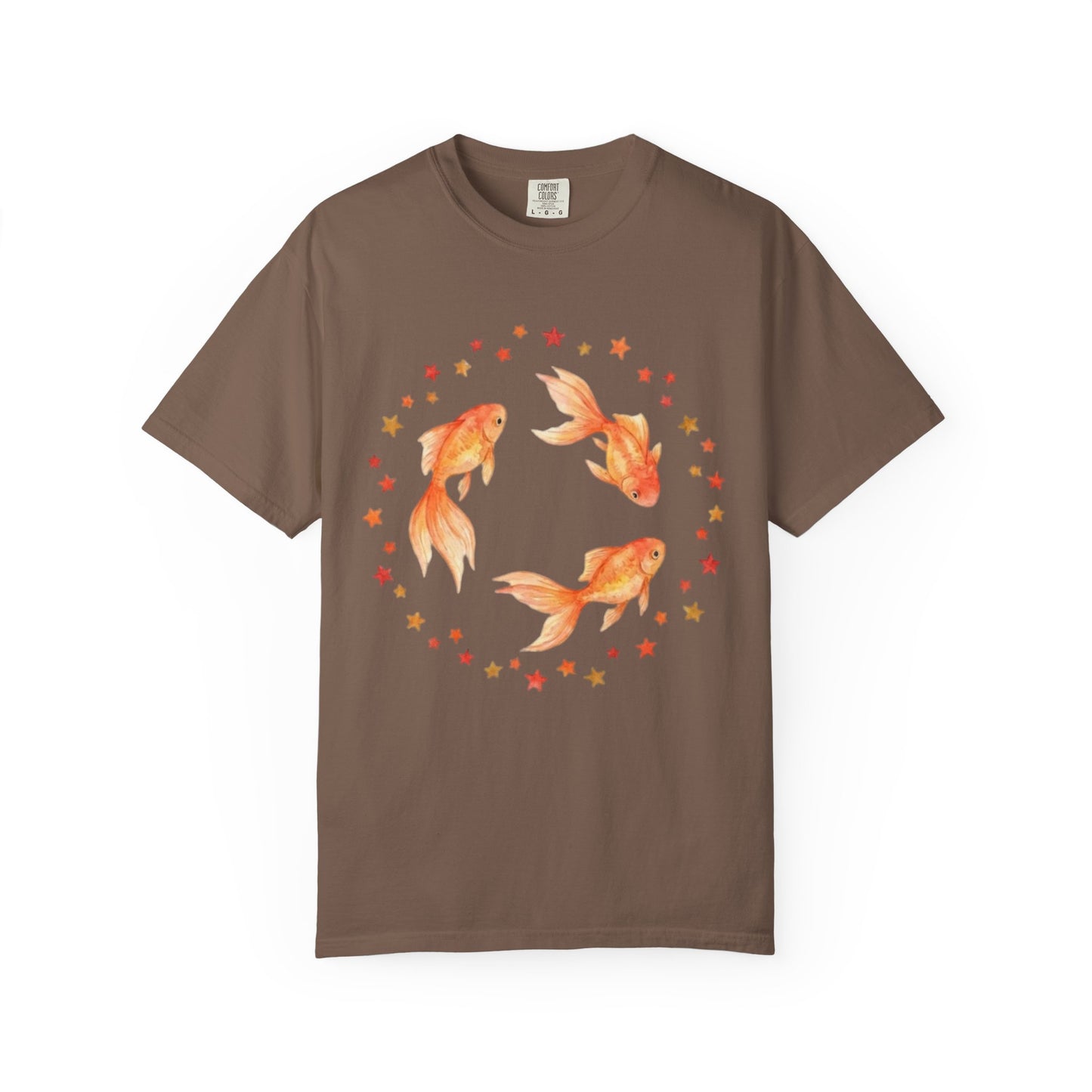 Goldfish Circle Graphic T-Shirt – Watercolor Fish Art | Comfort Colors 1717 Unisex Tee