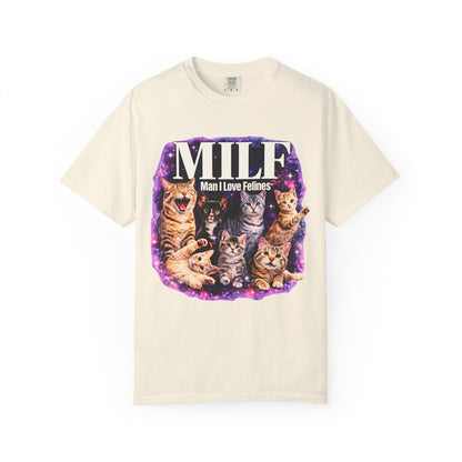 MILF Man I Love Felines T-Shirt – Funny Cat Lover Galaxy Design | Comfort Colors 1717 Unisex Tee