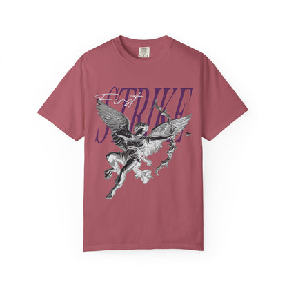 Y2K Chrome Angel Graphic T-Shirt - "First Strike" Cupid Streetwear Tee - Vintage Wash