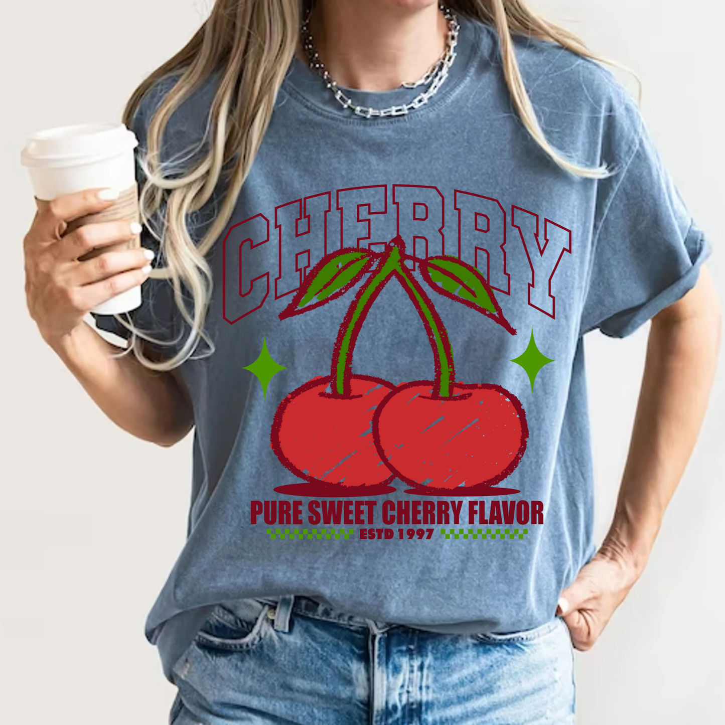 Cherry Retro T-Shirt Vintage Fruit Graphic Coquette Aesthetic Comfort Colors 1717 Tee