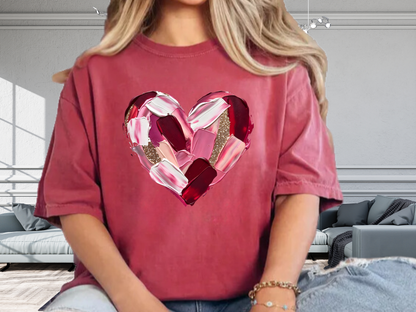 Comfort Colors® Abstract Painted Heart Valentine Graphic T-Shirt