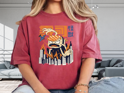 Sushi Kaiju Retro Japanese T-Shirt - Funny Anime Foodie Tee