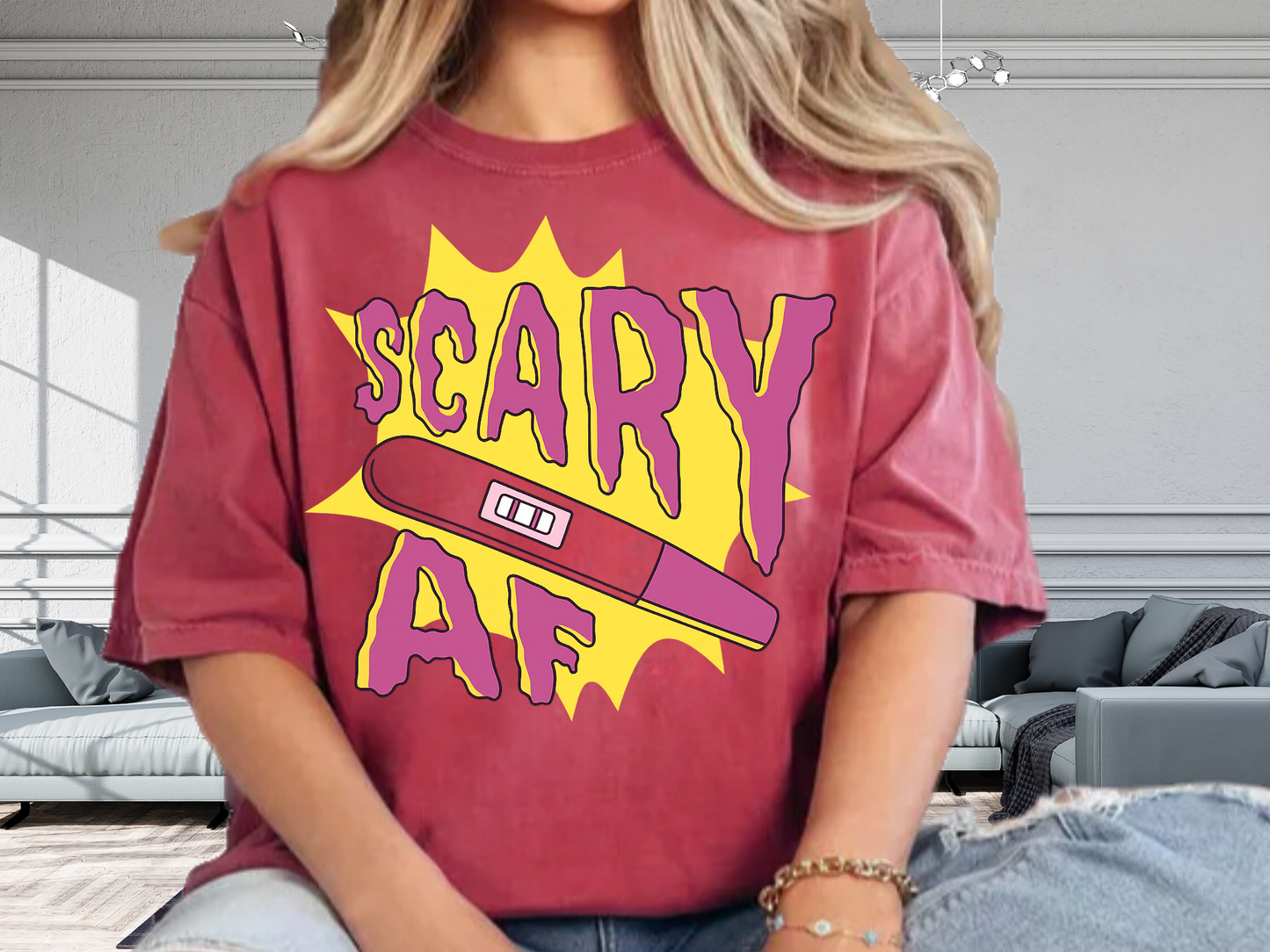 Scary AF Pregnancy Test T-Shirt - Funny Graphic Tee