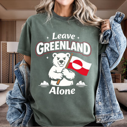 Leave Greenland Alone T-Shirt Polar Bear Flag Graphic Comfort Colors 1717 Arctic Tee