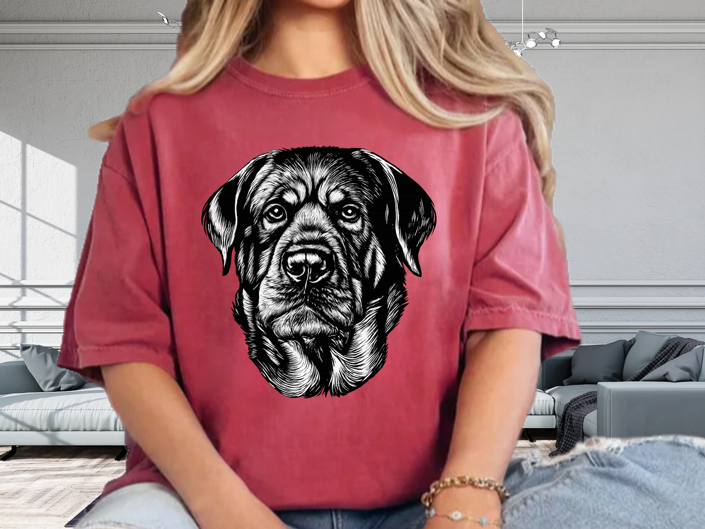 Rottweiler Face Graphic T-Shirt - Minimalist Dog Lover Tee