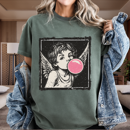 Retro 'Bubblegum Angel' Cherub T-Shirt | Grunge Coquette Aesthetic Tee | Comfort Colors® 1717