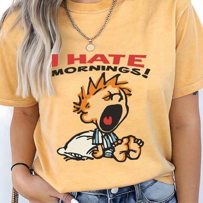 I Hate Mornings Retro Graphic Tee - Comfort Colors 1717 Shirt