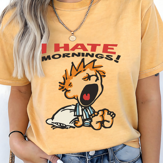 I Hate Mornings Retro Graphic Tee - Comfort Colors 1717 Shirt
