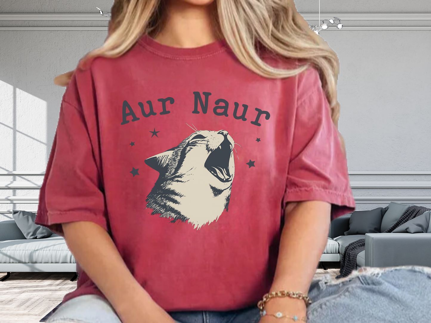 Aur Naur Funny Cat Meme T-Shirt | Screaming Cat Australian Accent | Comfort Colors 1717 Viral Tee