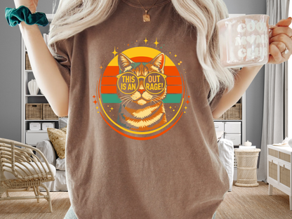 This Is An Outrage Funny Cat T-Shirt | Retro Tabby with Glasses | Comfort Colors 1717 Vintage Tee
