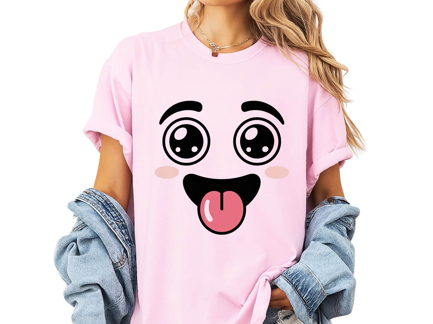 Funny Kawaii Anime Face T-Shirt | Cute Tongue Out Meme Tee | Comfort Colors® 1717