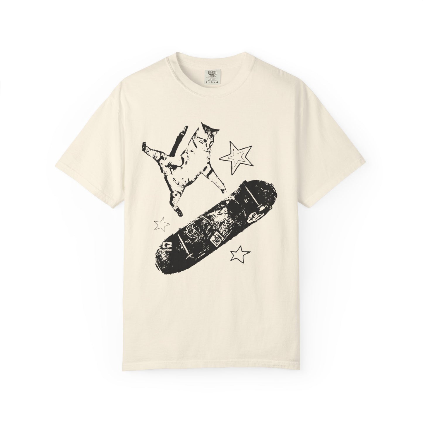Skate Cat Graphic T-Shirt – Grunge Punk Illustration | Comfort Colors 1717 Unisex Tee