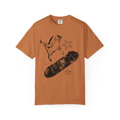 Skate Cat Graphic T-Shirt – Grunge Punk Illustration | Comfort Colors 1717 Unisex Tee