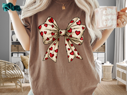 Comfort Colors® Valentine Coquette Bow Hearts Graphic T-Shirt