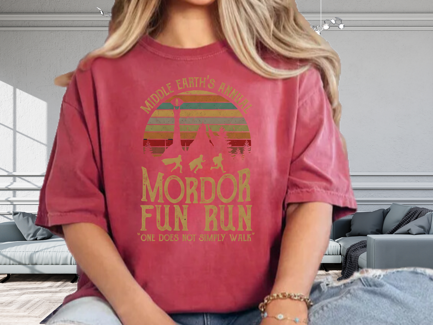 Mordor Fun Run Vintage T-Shirt - "One Does Not Simply Walk" Funny Fantasy Running Tee