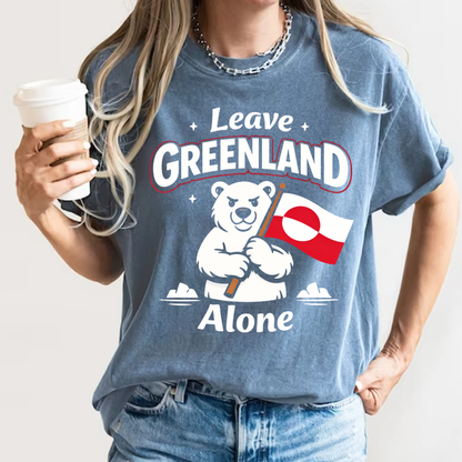 Leave Greenland Alone T-Shirt Polar Bear Flag Graphic Comfort Colors 1717 Arctic Tee