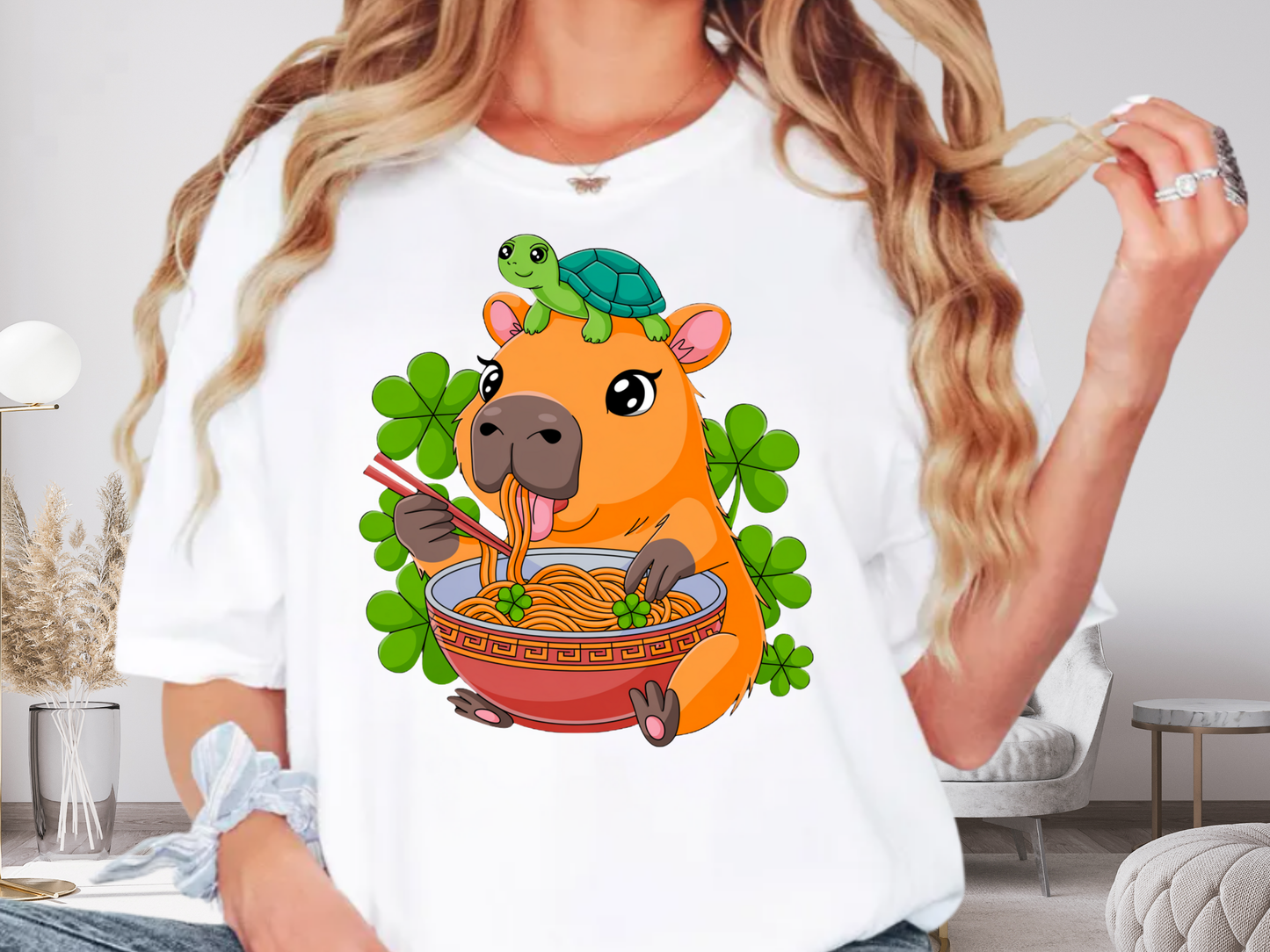 Lucky Capybara Ramen T-Shirt St Patricks Day Turtle Graphic Comfort Colors 1717 Tee