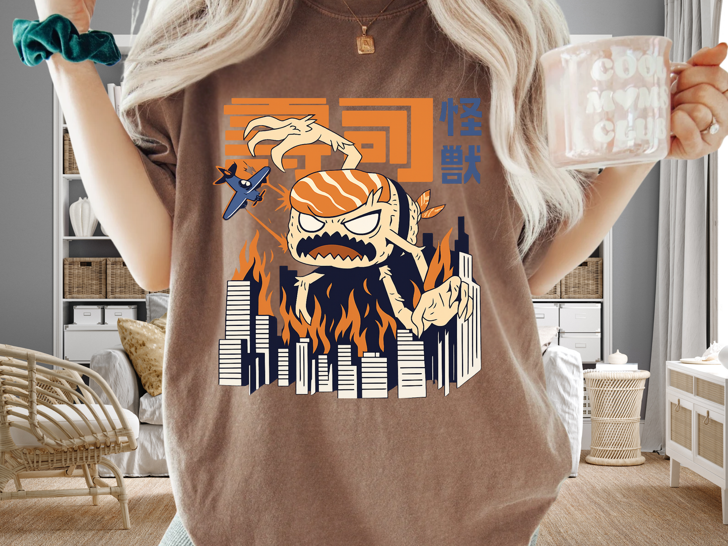 Sushi Kaiju Retro Japanese T-Shirt - Funny Anime Foodie Tee