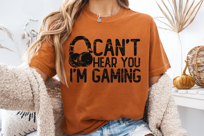 Can’t Hear You I’m Gaming T-Shirt – Gamer Headset Graphic | Comfort Colors 1717 Unisex Tee